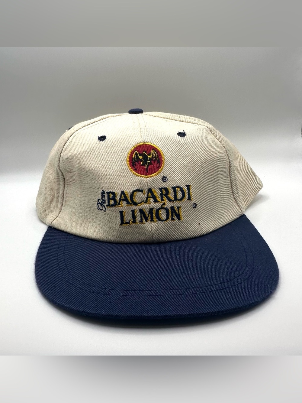 Bacardi Limon Revolutionary Citrus Spirit Distillery Hat Cap Beige Blue Vintage